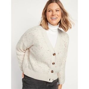 Old Navy Shaker-Stitch Button-Front Speckled Cardigan Sweater Size XXL Oversized